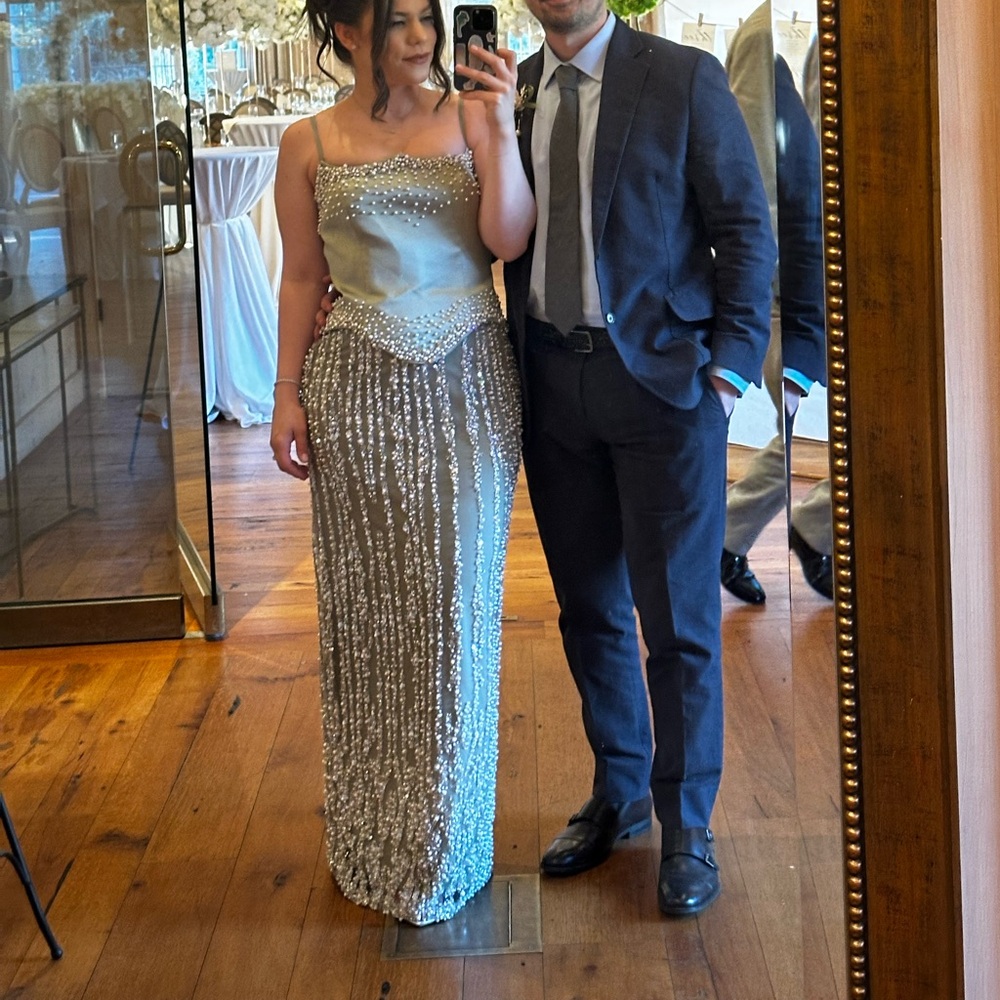 Mint Green Beaded Evening Gown - Worn Once